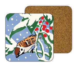 Christmas Coaster Winter Sparrows