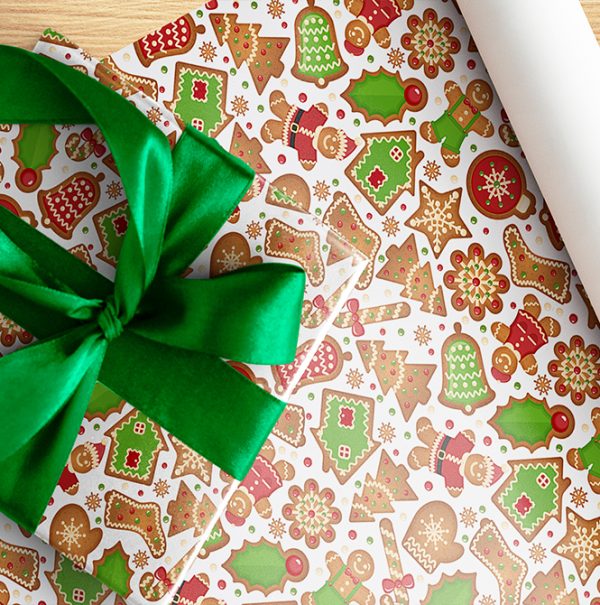 Christmas Wrapping Paper with Ginger Bread Men.