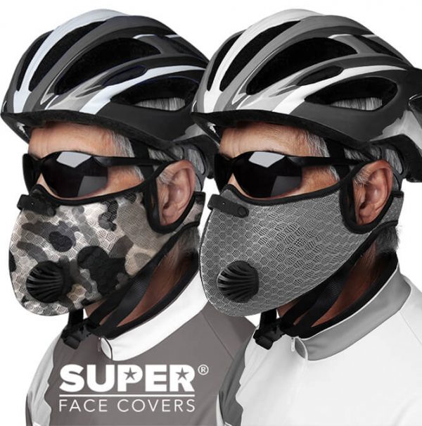 Grey Cycling Face Mask by SUPER FACE COVERS®.