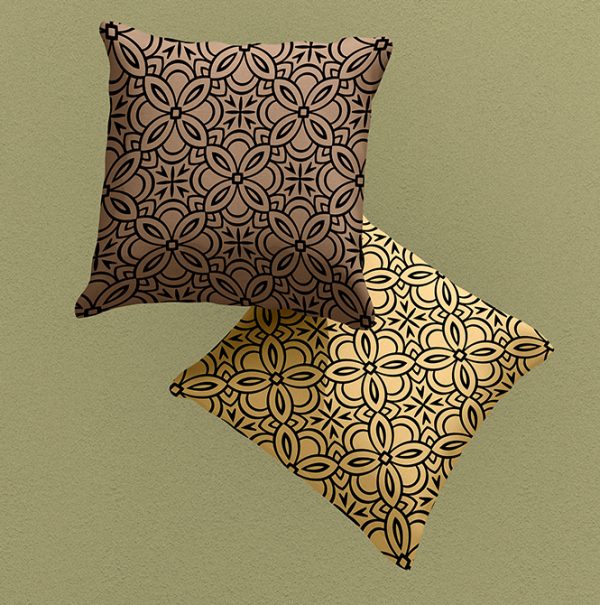Mocha & cream geometric cushion.