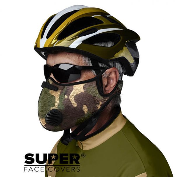 Green Camouflage Face Mask by SUPER FACE COVERS®