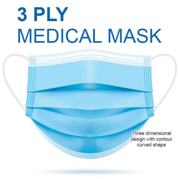 Disposable medical face mask.