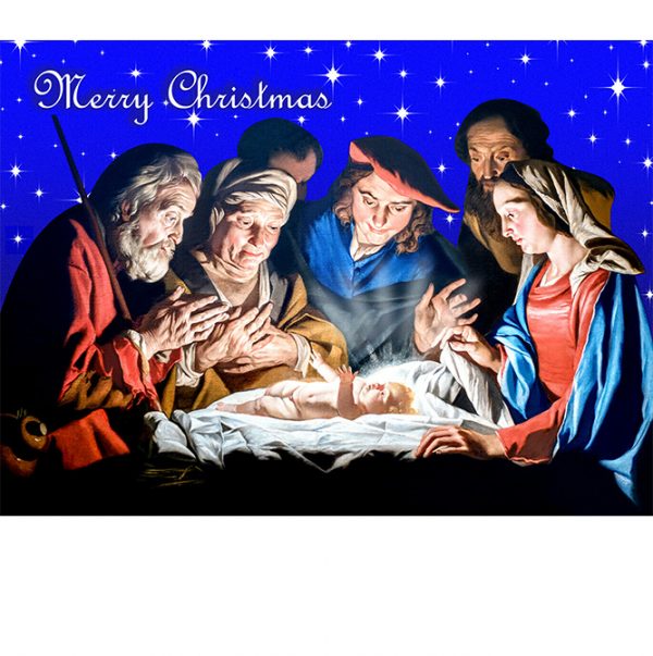Nativity Christmas Cards Adoration of Jesus Pack of 4.