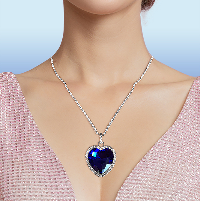 Purple crystal ocean heart pendant chain necklace | Wynona