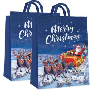 Set of 2 Large Santa Christmas Gift Bags for Presents.