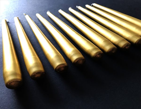 Set of 10 Taper Gold Candles