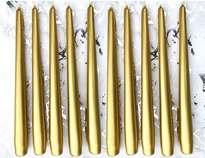 10 Metallic Gold Candles