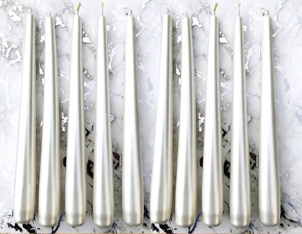 Luxury Pearl White Taper Candles