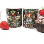 Strawberry Thief White Ceramic Mugs Set of 2