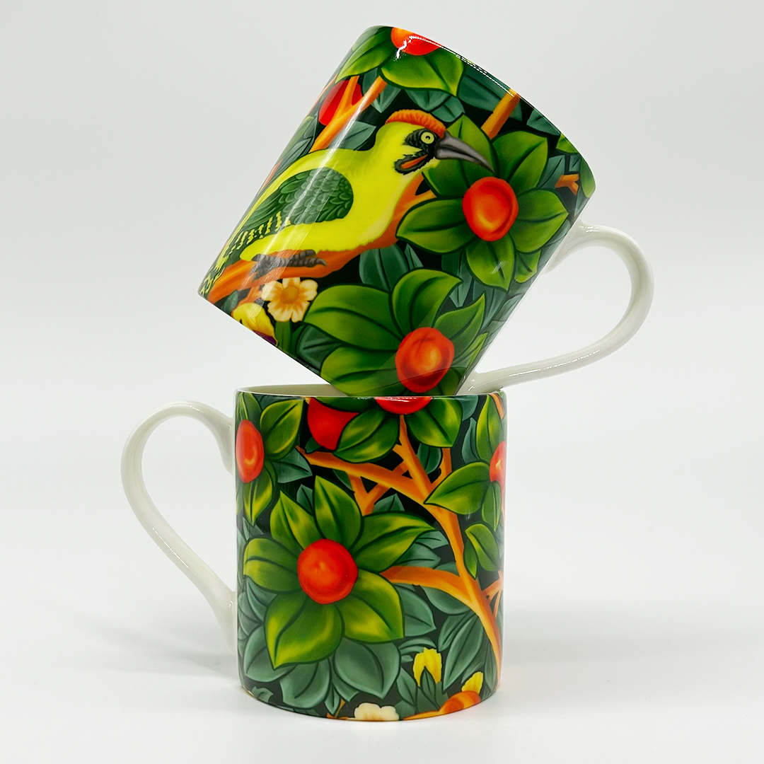 FINE BONE CHINA William Morris Strawberry Blue Coffee Tea Mug W Handle Cup 415cc $21.95 - AU
