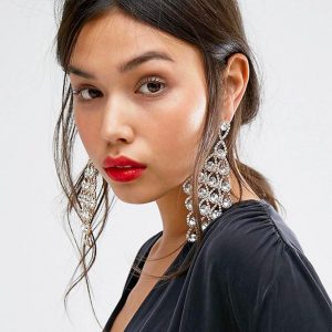 Long Crystal Drop Chandelier Earrings