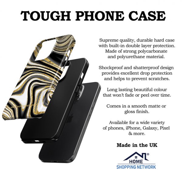 Tough Phone Case Cover Black and White Swirl
