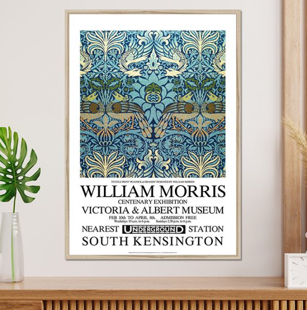 Peacock and Dragon William Morris Exhibition Poster