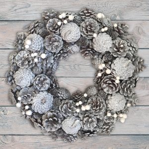 Silver Pine Cone Wreath