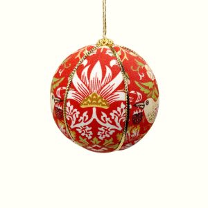 William Morris Collection® Strawberry Thief Red Christmas Bauble