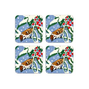 Set of 4 Winter Sparrows Coasters by William Morris Collection®